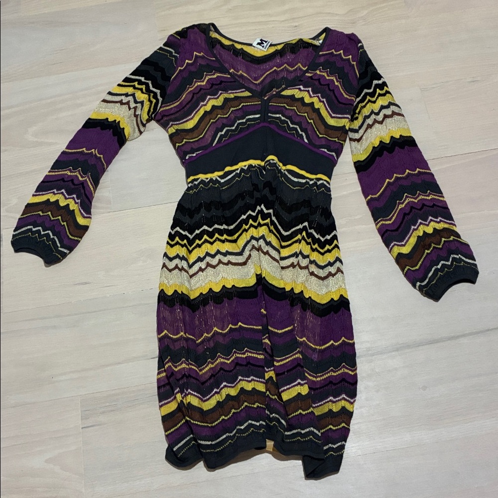 M MISSONI Signature Chevron Knit Long Sleeve Dress